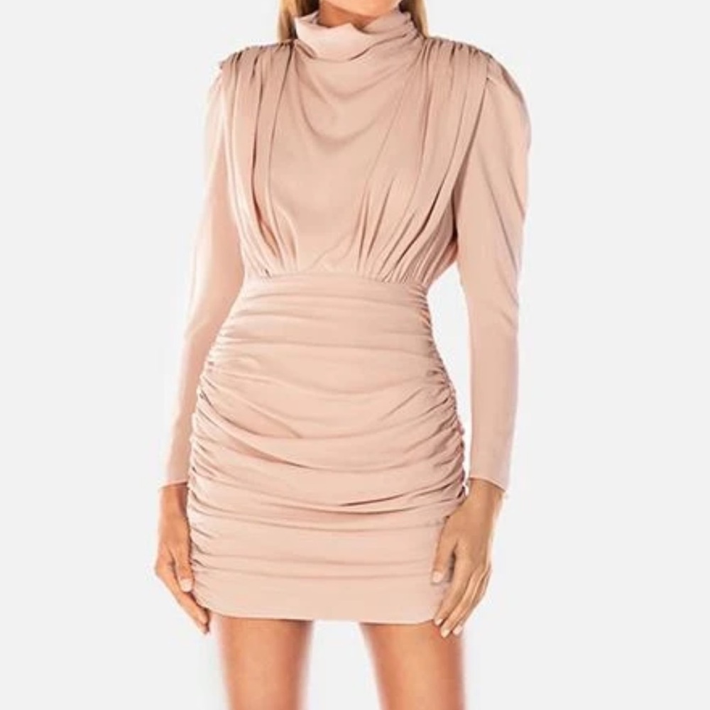 Misha collection Pearly Crepe Mini Dress- Blush